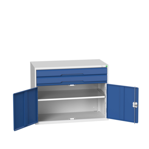 bott armoire à tiroirs verso avec porte battante, 2 tiroir(s), RAL7035 gris clair/RAL5010 bleu gentiane