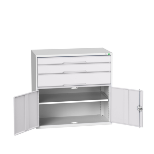 bott armoire à tiroirs verso avec porte battante, 3 tiroir(s), RAL7035 gris clair/RAL7035 gris clair