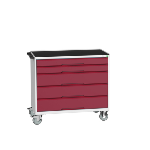 bott Chariot à outils verso, 5 tiroirs, RAL7035 gris clair/RAL3004 rouge pourpre