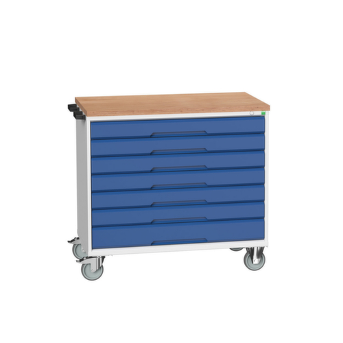 bott Chariot à outils verso, 7 tiroirs, RAL7035 gris clair/RAL5010 bleu gentiane