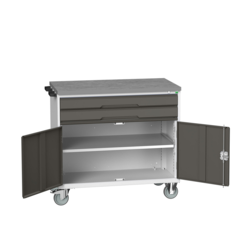 bott Chariot à outils verso, 2 tiroirs, 1 armoire, RAL7035 gris clair/RAL7016 gris anthracite