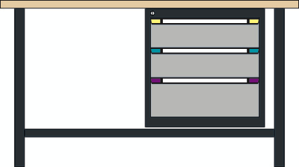 Thurmetall Établi, 3 tiroirs, 1 tablette