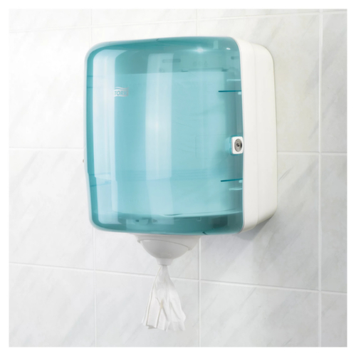 Distributeur de rouleaux de serviettes, plastique, turquoise/blanc