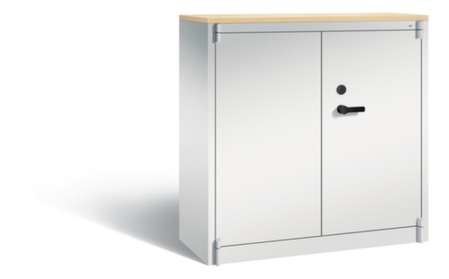 C+P Armoire haute sécurité de bureau avec plateau supérieur en bois