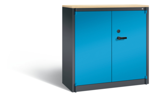 C+P Armoire haute sécurité de bureau avec plateau supérieur en bois