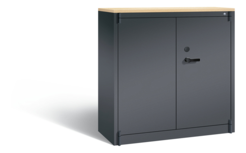 C+P Armoire haute sécurité de bureau avec plateau supérieur en bois