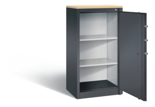 C+P Armoire haute sécurité de bureau avec plateau supérieur en bois