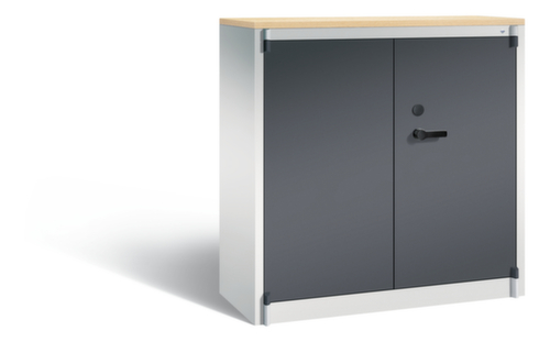 C+P Armoire haute sécurité de bureau avec plateau supérieur en bois