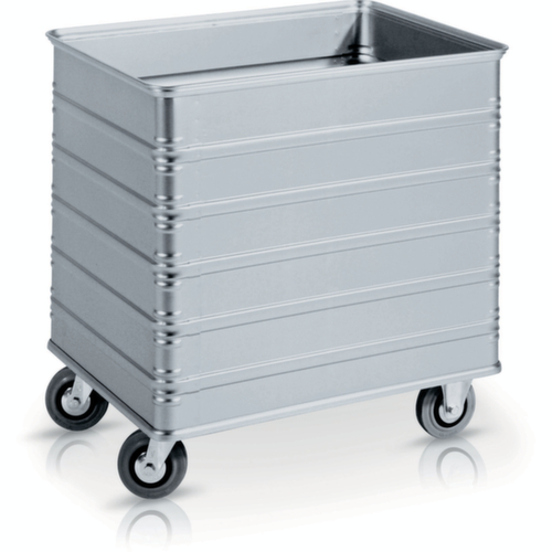 ZARGES Chariot conteneur W 182 en aluminium avec 4 parois pleines, plateau 700 x 560 mm, capacité 230 l