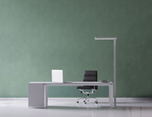 MAUL Lampadaire à DEL avec variateur MAULjaval avec lumière directe et indirecte, lumière blanc neutre, argent