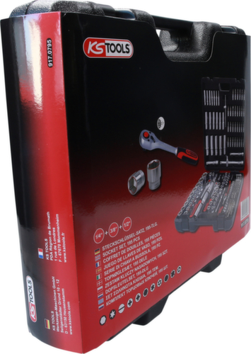 KS Tools Jeu de clés à douille 1/4"+3/8"+1/2"