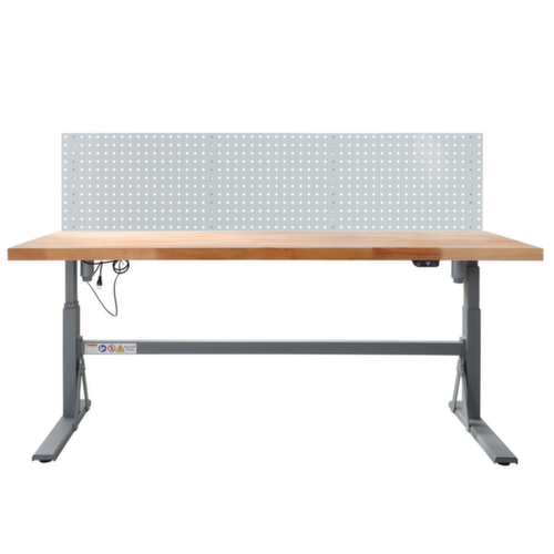 Établi à hauteur réglable électriquement HEAVY, RAL7037 gris poussière