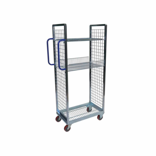 Chariot d’entrepôt avec rehausses grillagées