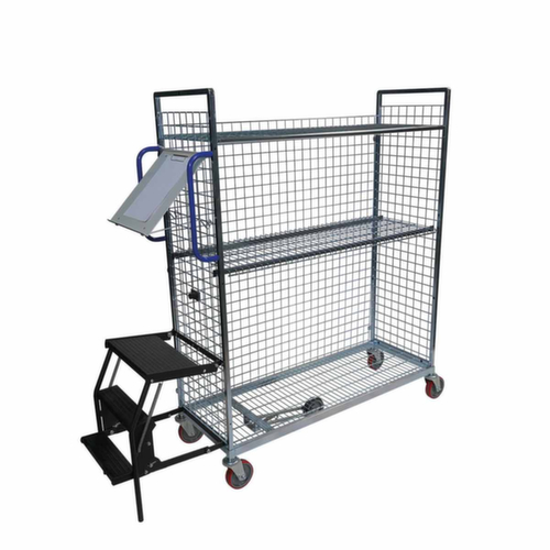 Chariot d'entrepôt, force 300 kg, 2 plateaux