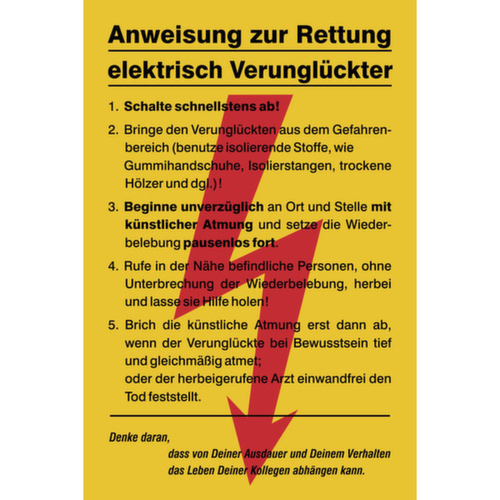 affiche SafetyMarking® pour entreprise, « Consigne de sauvetage de personnes victimes d'un accident électrique »