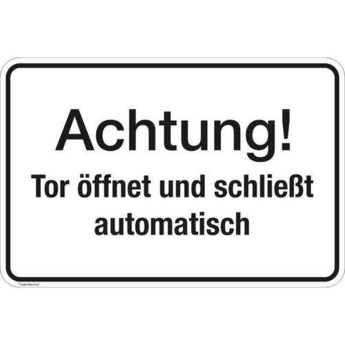 panneau indicateur SafetyMarking® pour vide-citernes, « Attention ! Porte automatique »