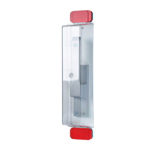 kit de capots de protection de poignée de porte d'issue de secours GfS Typ D2, 1 capot, 2 sous-plaques vertes, 6 surplaques rouges, 1 pictogramme