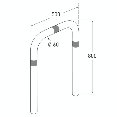 Moravia Arceau de protection CITY groß, hauteur 800 mm, à sceller