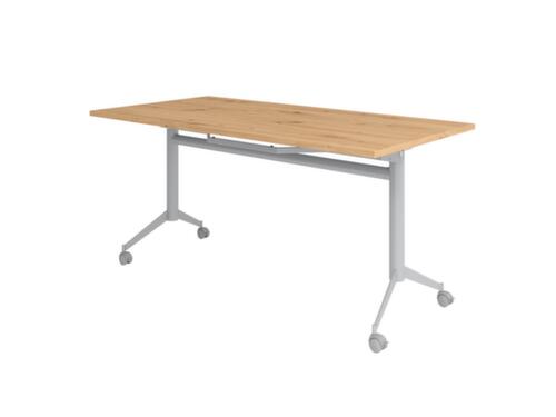 Table pliante roulante, hauteur x largeur x profondeur 750 x 1600 x 800 mm, panneau chêne noueux