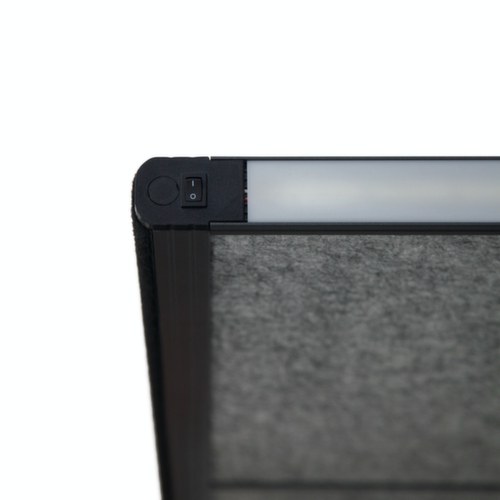 MAUL Tableau à cloison démontable MAULconnecto Uplight, hauteur x largeur 1800 x 1000 mm, paroi gris foncé