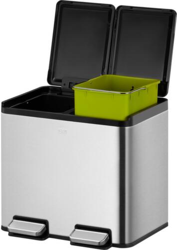 Poubelle à pédale EKO avec revêtement résistant aux traces de doigts, 2 x 15 l