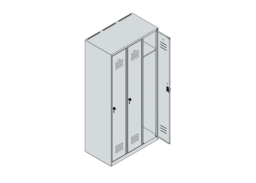 C+P Armoire vestiaire Classic Plus à 3 compartiments, largeur de compartiment 300 mm