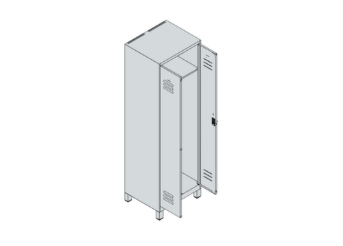 C+P Armoire vestiaire pour EPI Classic Plus pour une séparation en noir et blanc, largeur de compartiment 300 mm