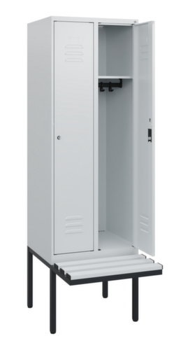 C+P Armoire vestiaire Classic Plus avec banc, largeur de compartiment 300 mm