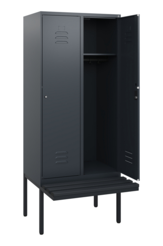 C+P Armoire vestiaire Classic Plus avec banc, largeur de compartiment 400 mm