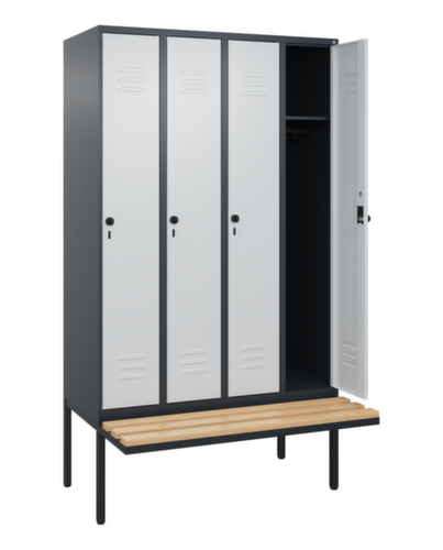 C+P Armoire vestiaire Classic Plus avec banc, largeur de compartiment 300 mm