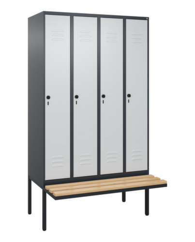 C+P Armoire vestiaire Classic Plus avec banc, largeur de compartiment 300 mm