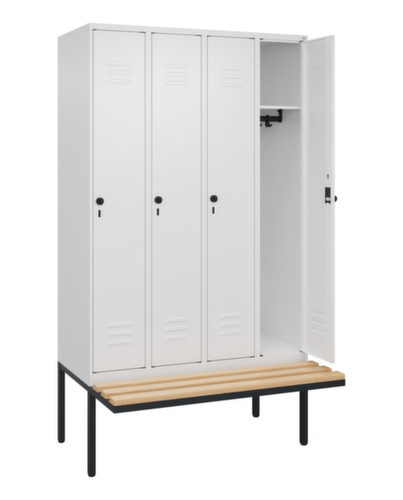 C+P Armoire vestiaire Classic Plus avec banc, largeur de compartiment 300 mm