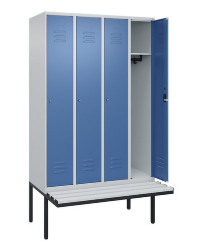 C+P Armoire vestiaire Classic Plus avec banc, largeur de compartiment 300 mm