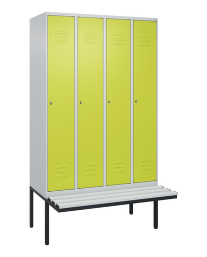 C+P Armoire vestiaire Classic Plus avec banc, largeur de compartiment 300 mm
