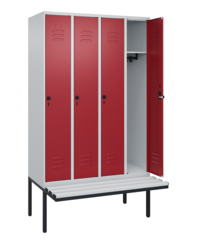 C+P Armoire vestiaire Classic Plus avec banc, largeur de compartiment 300 mm