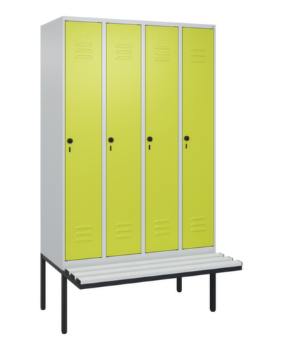 C+P Armoire vestiaire Classic Plus avec banc, largeur de compartiment 300 mm