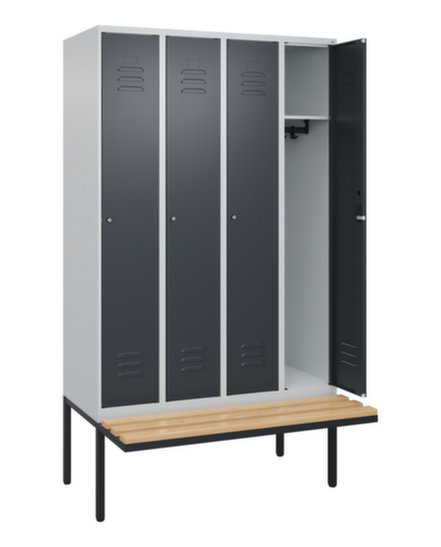 C+P Armoire vestiaire Classic Plus avec banc, largeur de compartiment 300 mm