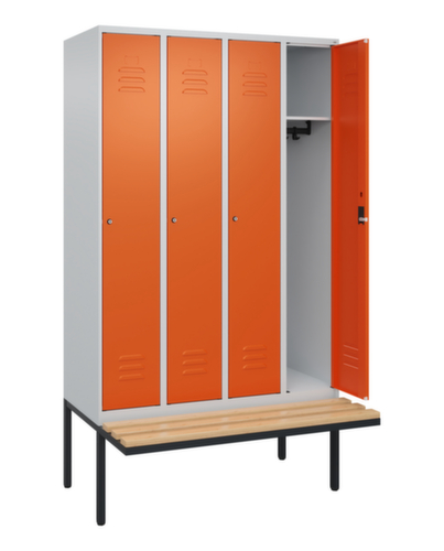 C+P Armoire vestiaire Classic Plus avec banc, largeur de compartiment 300 mm