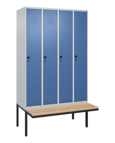 C+P Armoire vestiaire avec banc Classic Plus pour une séparation en noir et blanc, largeur de compartiment 300 mm