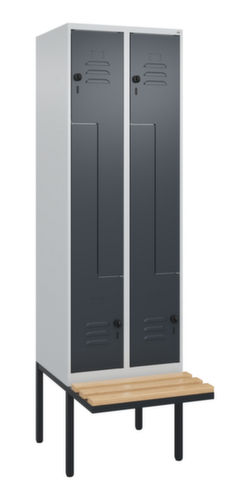 C+P Armoire vestiaire Z Classic Plus avec banc intégré, largeur de compartiment 300 mm