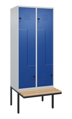 C+P Armoire vestiaire Z Classic Plus avec banc intégré, largeur de compartiment 400 mm