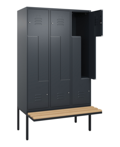 C+P Armoire vestiaire Z Classic Plus avec banc intégré, largeur de compartiment 400 mm
