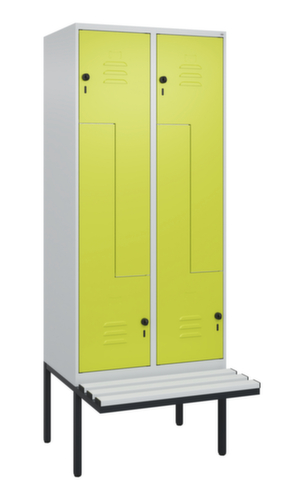 C+P Armoire vestiaire Z Classic Plus avec banc intégré, largeur de compartiment 400 mm
