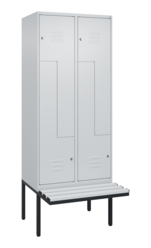 C+P Armoire vestiaire Z Classic Plus avec banc intégré, largeur de compartiment 400 mm