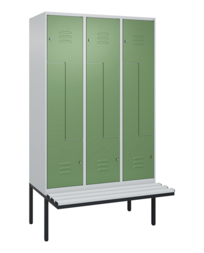 C+P Armoire vestiaire Z Classic Plus avec banc intégré, largeur de compartiment 400 mm