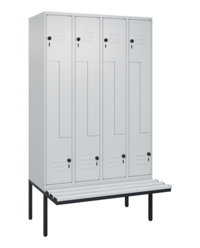 C+P Armoire vestiaire Z Classic Plus avec banc intégré, largeur de compartiment 300 mm