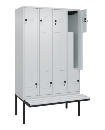 C+P Armoire vestiaire Z Classic Plus avec banc intégré, largeur de compartiment 300 mm