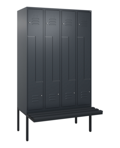 C+P Armoire vestiaire Z Classic Plus avec banc intégré, largeur de compartiment 300 mm