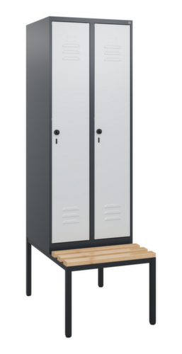 C+P Armoire vestiaire Classic Plus avec banc, largeur de compartiment 300 mm