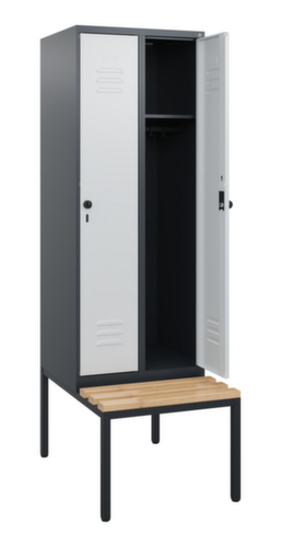 C+P Armoire vestiaire Classic Plus avec banc, largeur de compartiment 300 mm